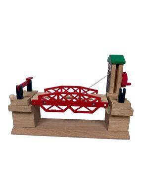 Vintage BRIO World Train Railroad #33357 Deluxe Lifting Drawbridge Green Roof Br
